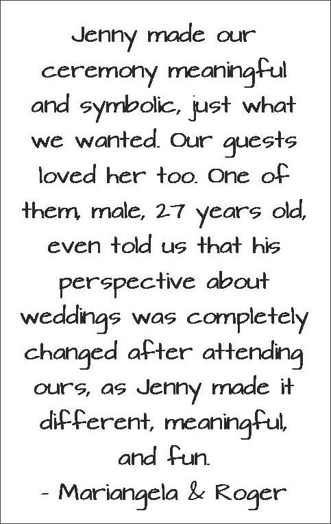 Testimonial about
                      Jennifer Cram, Brisbane Marriage Celebrant